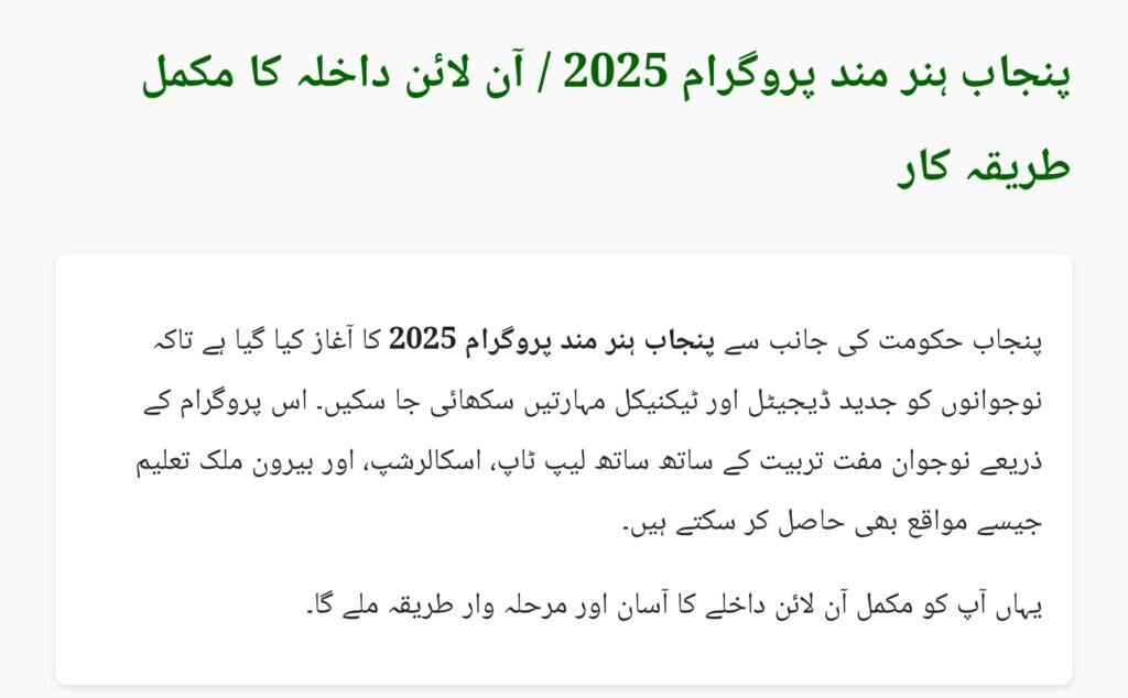 Punjab Hunarmand Program 2025