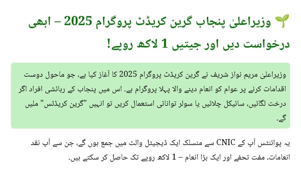 CM Punjab Green Credit Program 2025