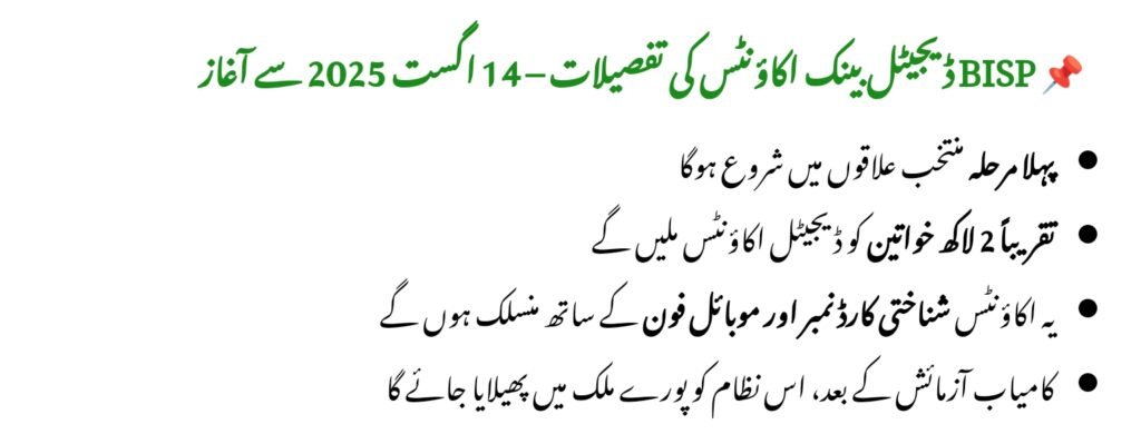 BISP Digital Bank Accounts