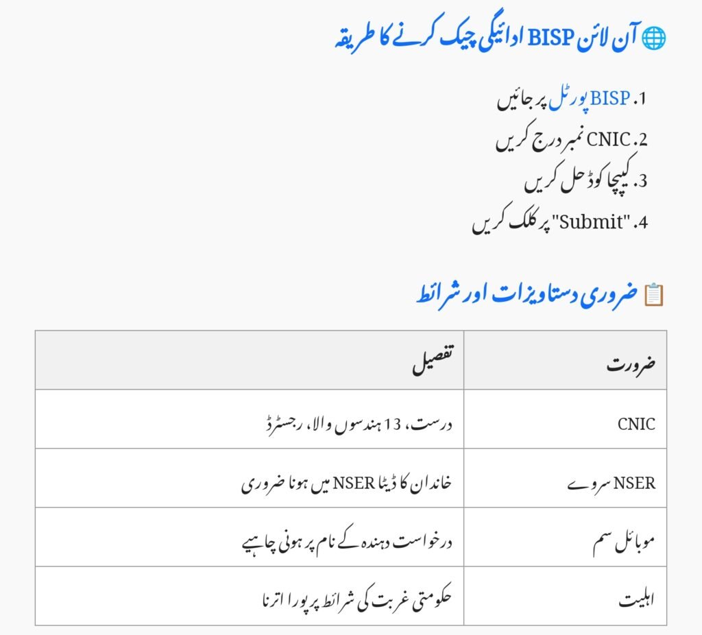 Check BISP Payment by CNIC 
